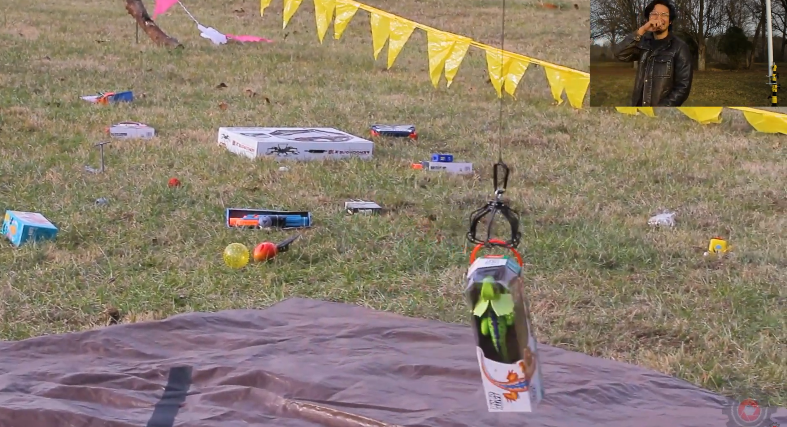 Drone landing with prize